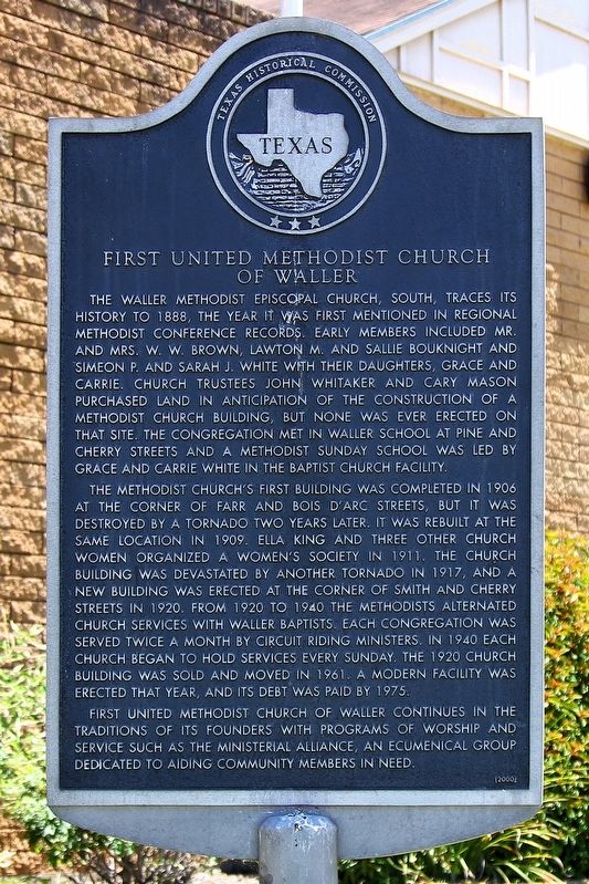 First United Methodist Church of Waller Marker image. Click for full size.