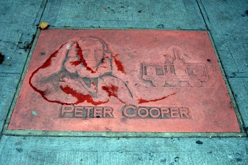 Peter Cooper plaque image. Click for full size.