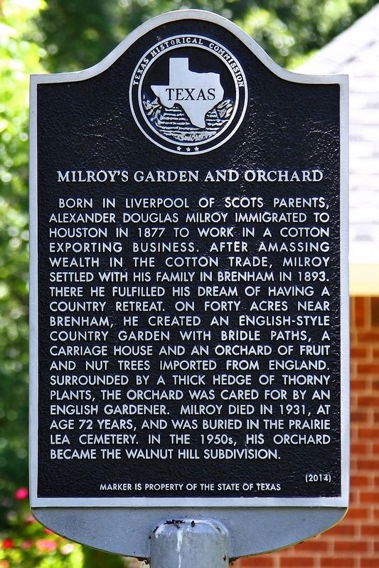 Milroy's Garden and Orchard Marker image. Click for full size.