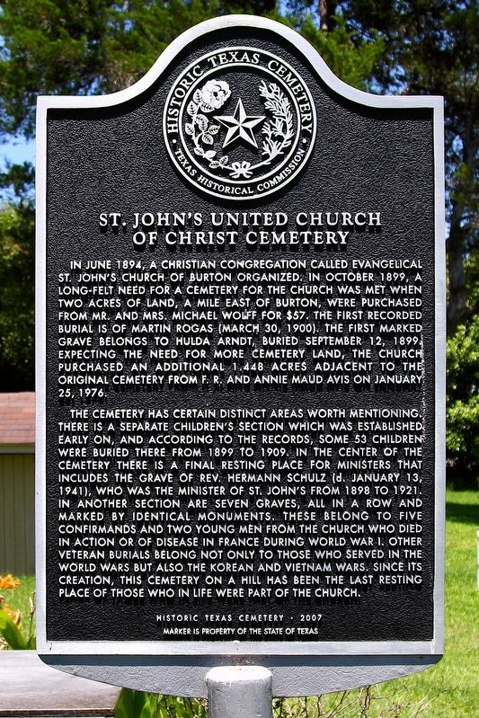 St. John's United Church of Christ Cemetery Marker image. Click for full size.