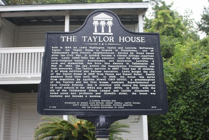The Taylor House Marker image. Click for full size.