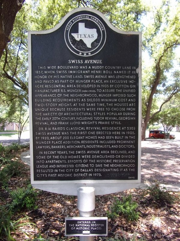 Swiss Avenue Marker. Click for full size. Swiss Avenue Marker image. Click for full size.