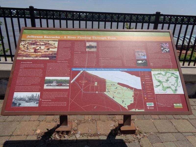 Jefferson Barracks - A River Flowing Through Time Marker. Click for full size. Jefferson Barracks - A River Flowing Through Time Marker image. Click for full size.