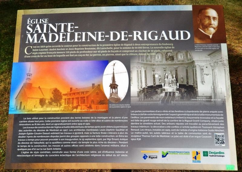 Église Sainte-Madeleine-de-Rigaud Marker. Click for full size. Église Sainte-Madeleine-de-Rigaud Marker image. Click for full size.