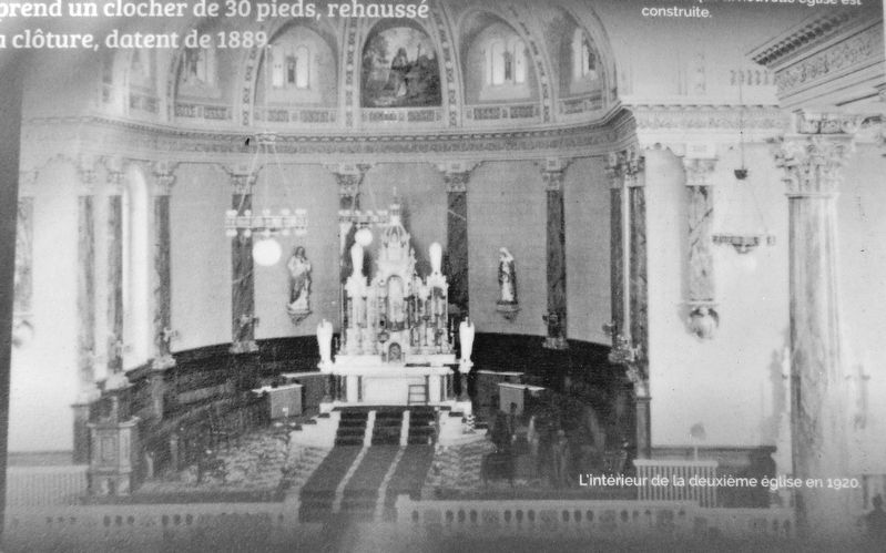 Marker detail: L'intérieur de la deuxième église en 1920. Click for full size. Marker detail: L'intérieur de la deuxième église en 1920 image. Click for full size.
