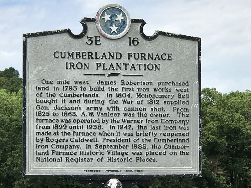 Cumberland Furnace Iron Plantation Marker image. Click for full size.