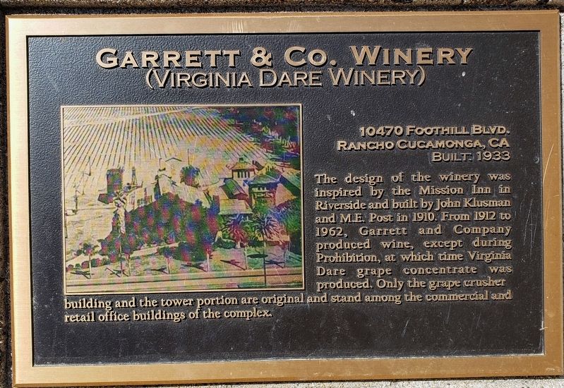 Garrett & Co. Winery Marker image. Click for full size.