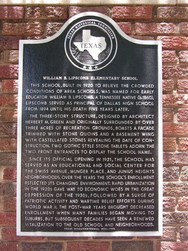 William B. Lipscomb Elementary School Marker. Click for full size. William B. Lipscomb Elementary School Marker image. Click for full size.