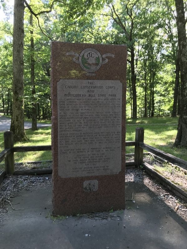 The Civilian Conservation Corps and Montgomery Bell State Park Marker. Click for full size. The Civilian Conservation Corps and Montgomery Bell State Park Marker image. Click for full size.