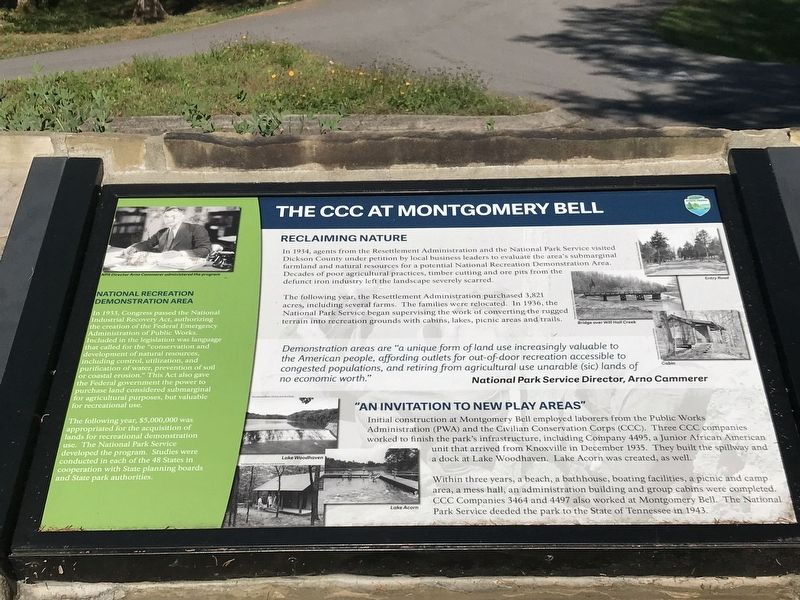 The CCC at Montgomery Bell Marker. Click for full size. The CCC at Montgomery Bell Marker image. Click for full size.