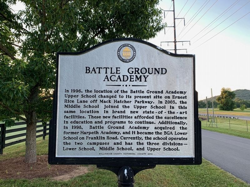 Battle Ground Academy Marker reverse image. Click for full size.