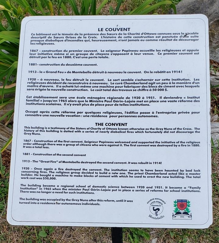 Le Couvent / The Convent Marker image. Click for full size.