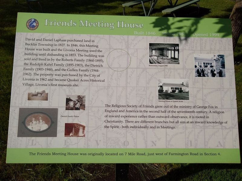 Friends Meeting House Marker. Click for full size. Friends Meeting House Marker image. Click for full size.