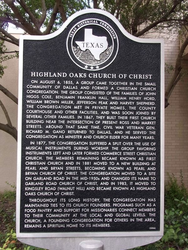 Highland Oaks Church of Christ Marker. Click for full size. Highland Oaks Church of Christ Marker image. Click for full size.