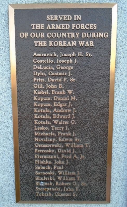 Holy Mother of Sorrows P.N.C.C. War Memorial Korean War Honor Roll. Click for full size. Holy Mother of Sorrows P.N.C.C. War Memorial Korean War Honor Roll image. Click for full size.