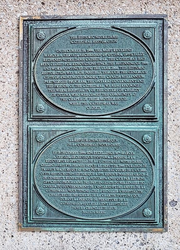 The Historic Notre Dame Cathedral Restoration Marker. Click for full size. The Historic Notre Dame Cathedral Restoration Marker image. Click for full size.