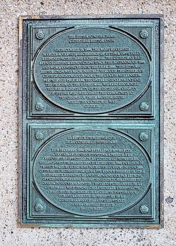 The Historic Notre Dame Cathedral Restoration Marker image. Click for full size.