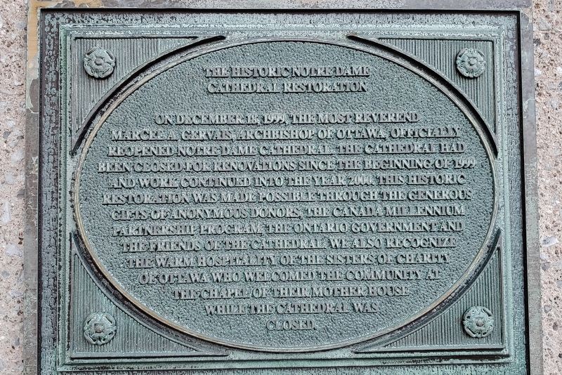 The Historic Notre Dame Cathedral Restoration Marker (<i>English</i>) image. Click for full size.