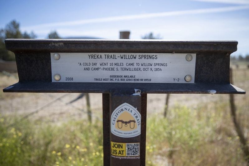 Yreka Trail - Willow Springs Marker image. Click for full size.