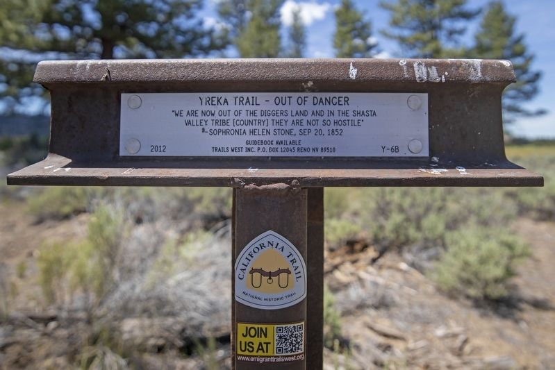 Yreka Trail - Out of Danger Marker. Click for full size. Yreka Trail - Out of Danger Marker image. Click for full size.