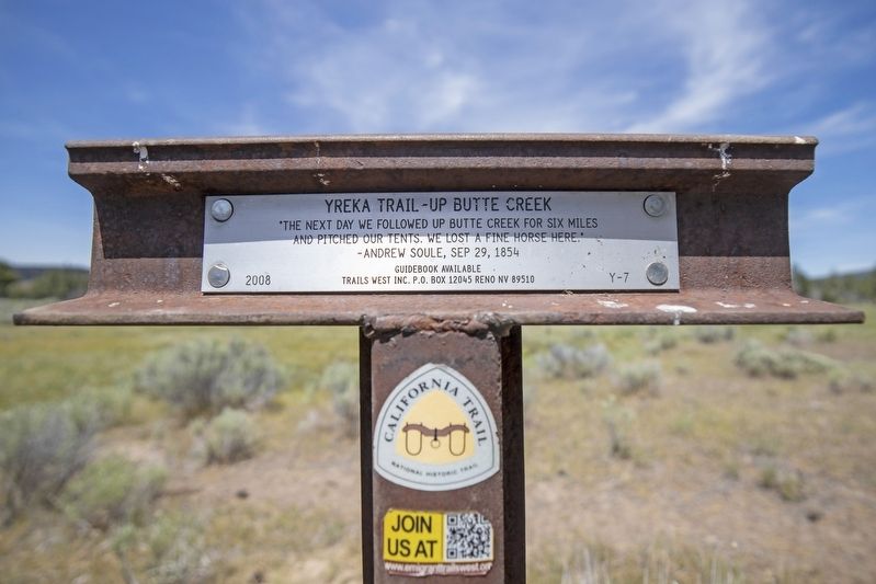 Yreka Trail - Up Butte Creek Marker image. Click for full size.