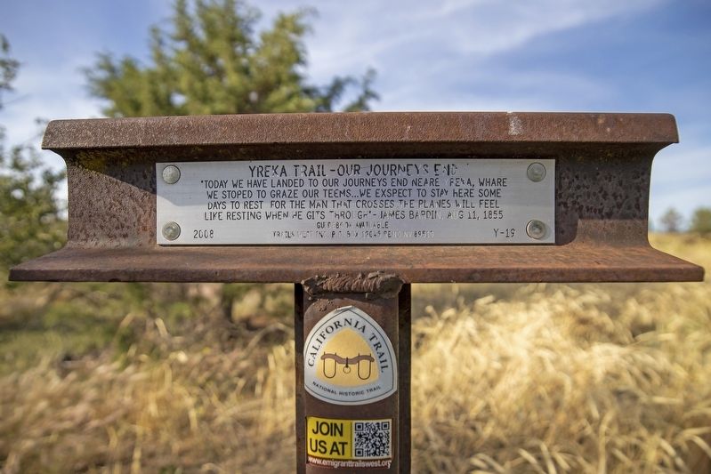Yreka Trail - Our Journeys End Marker image. Click for full size.