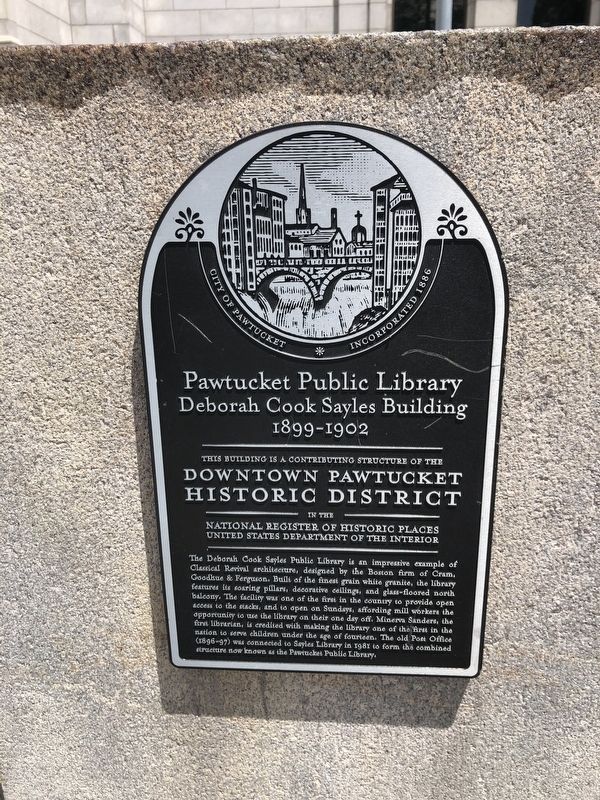 Pawtucket Public Library Marker image. Click for full size.
