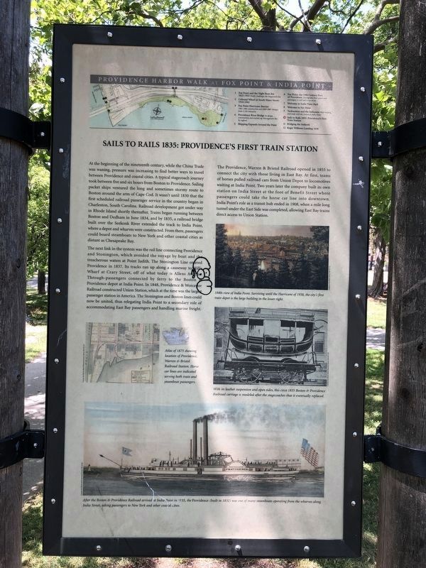 Sails to Rails 1835: Providence's First Train Station side of the marker image. Click for full size.