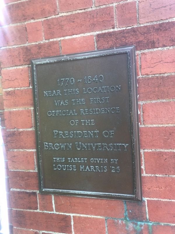 The First Official Residence of the President of Brown University Marker image. Click for full size.
