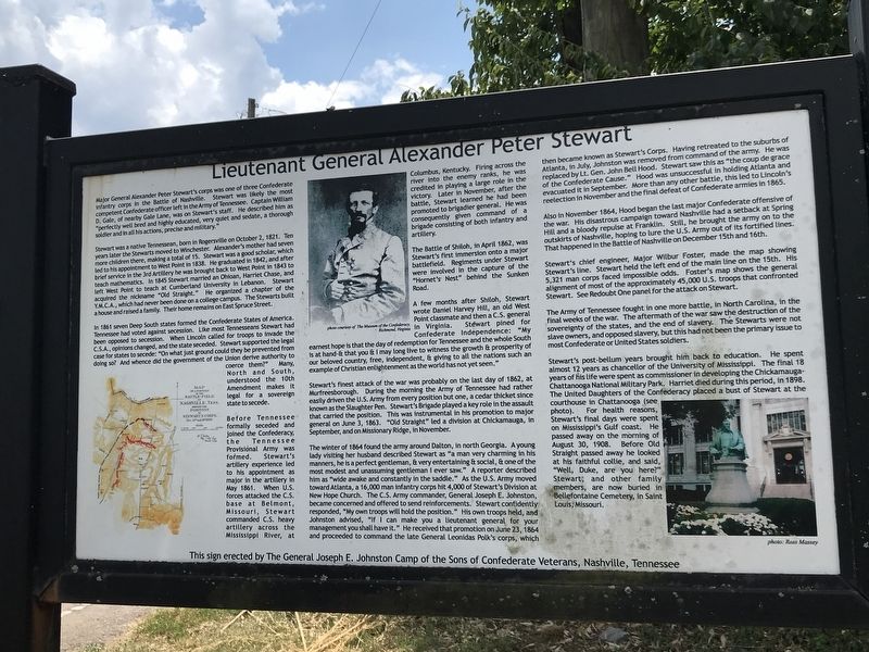 Lieutenant General Alexander Peter Stewart Marker. Click for full size. Lieutenant General Alexander Peter Stewart Marker image. Click for full size.