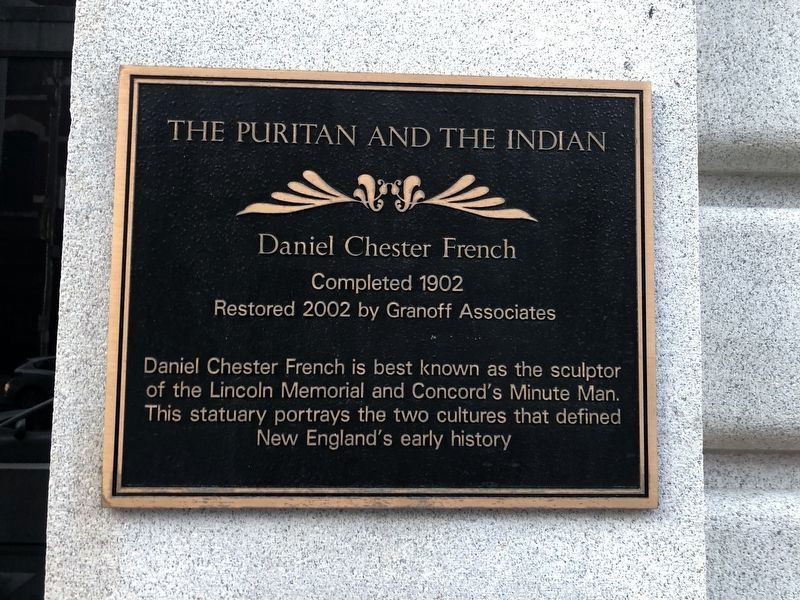 The Puritan and the Indian Marker image. Click for full size.