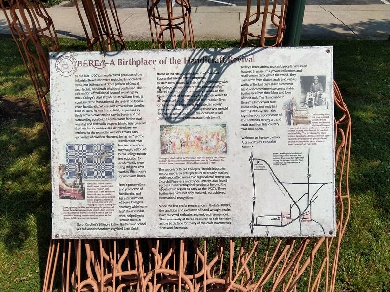 Berea – A Birthplace of the Handicraft Revival Marker. Click for full size. Berea – A Birthplace of the Handicraft Revival Marker image. Click for full size.