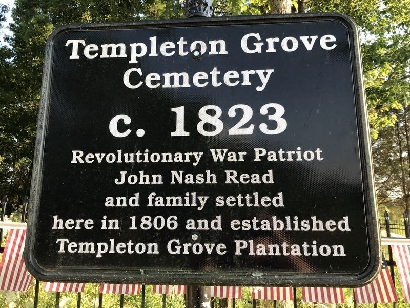 Templeton Grove Cemetery Marker. Click for full size. Templeton Grove Cemetery Marker image. Click for full size.