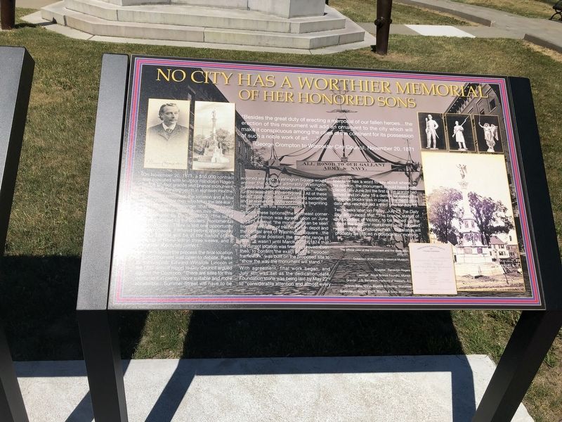No City Has A Worthier Memorial Of Her Honored Sons Marker image. Click for full size.
