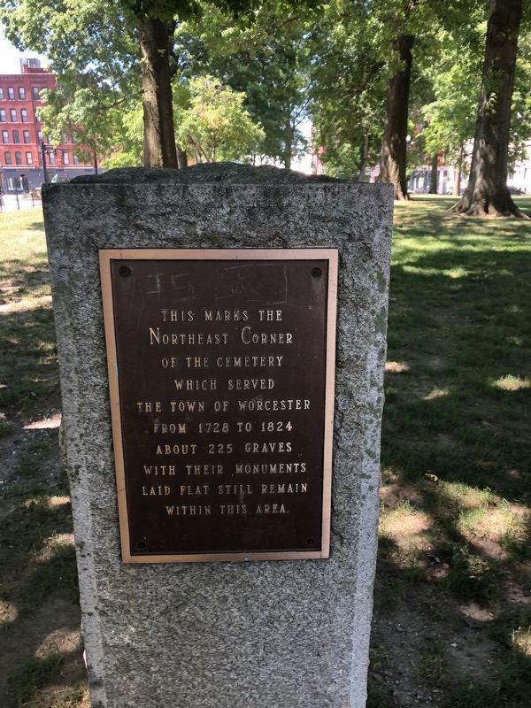 Northeast Corner of the Worcester Cemetery Marker. Click for full size. Northeast Corner of the Worcester Cemetery Marker image. Click for full size.
