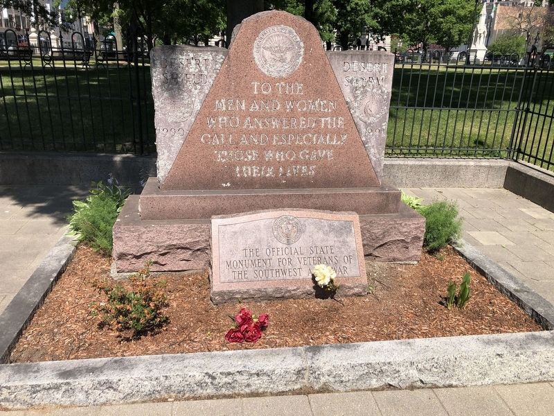 The Official State Monument For Veterans Of The Southwest Asian War Marker. Click for full size. The Official State Monument For Veterans Of The Southwest Asian War Marker image. Click for full size.