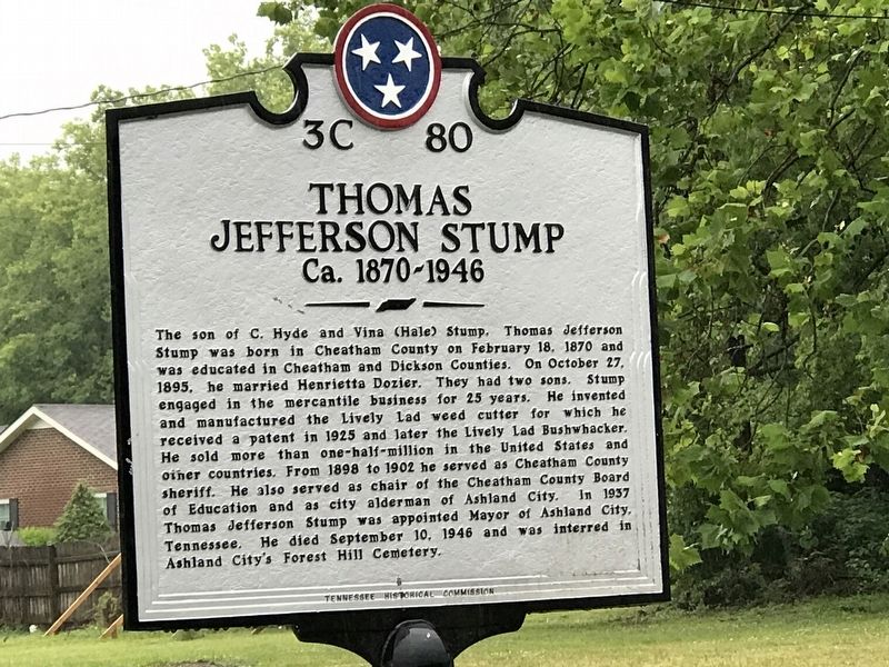 Thomas Jefferson Stump Marker image. Click for full size.