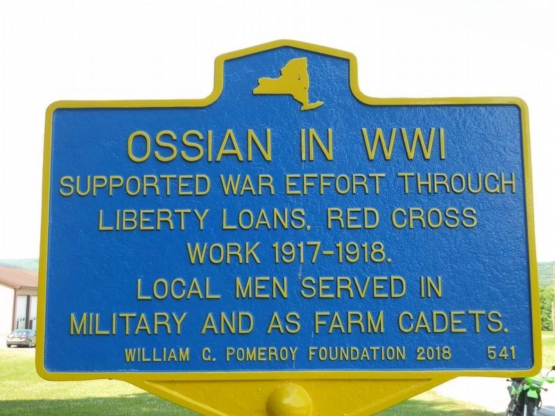 Ossian in WWI Marker. Click for full size. Ossian in WWI Marker image. Click for full size.