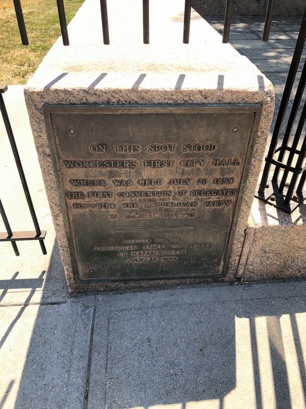 Worcester's First City Hall Marker. Click for full size. Worcester's First City Hall Marker image. Click for full size.