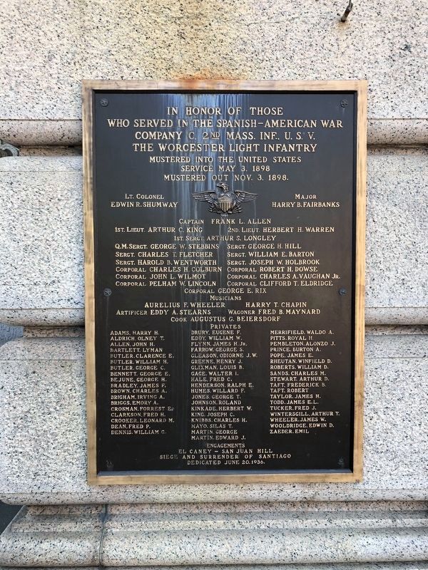 Company C, 2nd Mass. Inf. U. S. V. Memorial. Click for full size. Company C, 2nd Mass. Inf. U. S. V. Memorial image. Click for full size.