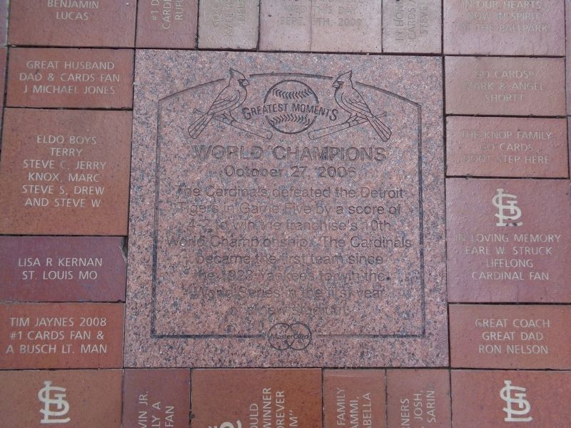 World Champions Marker. Click for full size. World Champions Marker image. Click for full size.