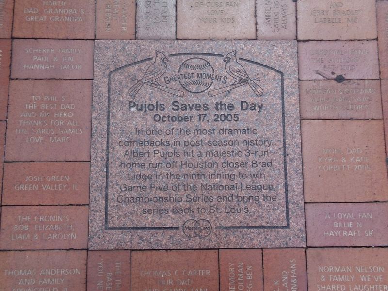 Pujols Saves the Day Marker. Click for full size. Pujols Saves the Day Marker image. Click for full size.