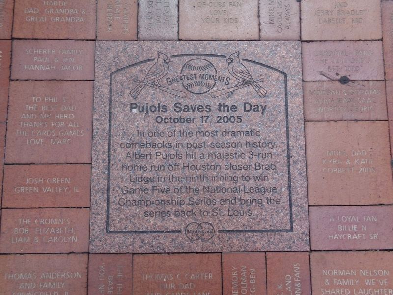 Pujols Saves the Day Marker image. Click for full size.