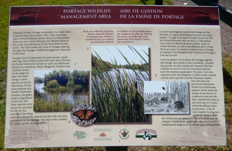 Portege Wildlife Management Area /<br>Aire de Gestion de la Faune de Portege Marker. Click for full size. Portege Wildlife Management Area /<br>Aire de Gestion de la Faune de Portege Marker image. Click for full size.