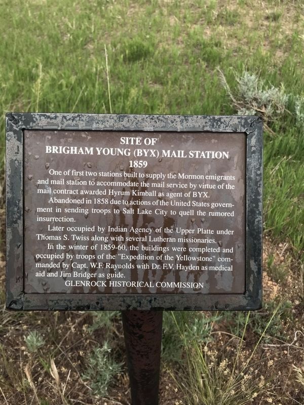 Site of Brigham Young (BYX) Mail Station Marker. Click for full size. Site of Brigham Young (BYX) Mail Station Marker image. Click for full size.