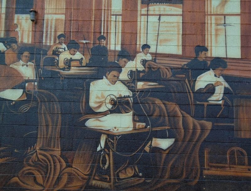 Workers in Greater Pittston's Garment Industry Mural Detail image. Click for full size.