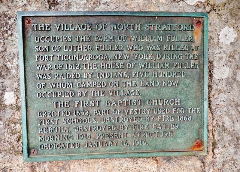 The Village of North Stratford Marker image. Click for full size.