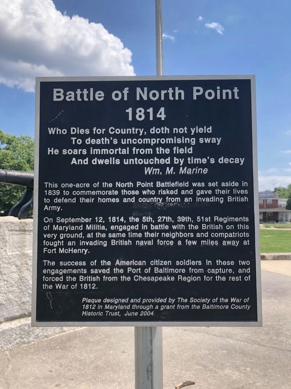 Battle of North Point Marker image. Click for full size.