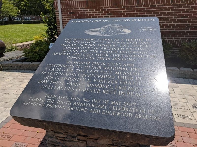 Aberdeen Proving Ground Memorial image. Click for full size.