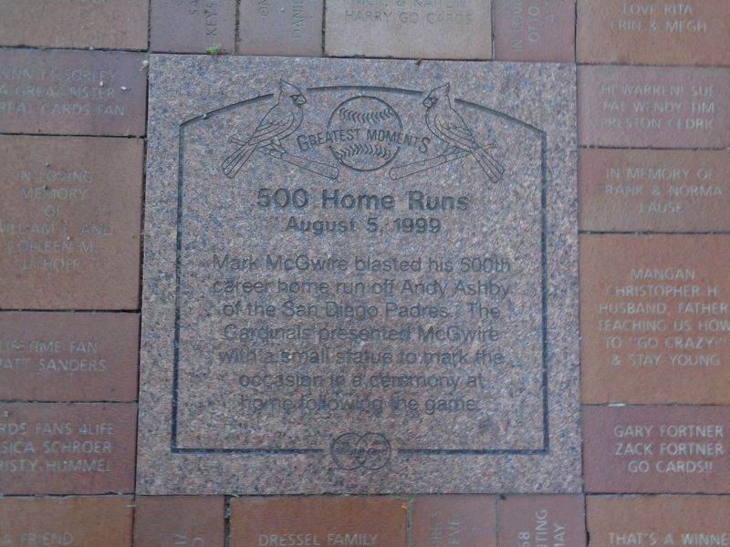 500 Home Runs Marker. Click for full size. 500 Home Runs Marker image. Click for full size.